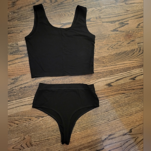 Purusha People Forget Me Not set Single Layer Bra + High Waisted Thong size M - Picture 4 of 5